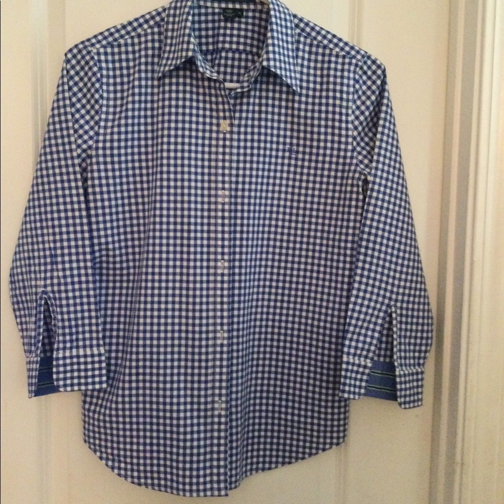 Ralph Lauren Polo Boy Blue and White Gingham Print Shirt